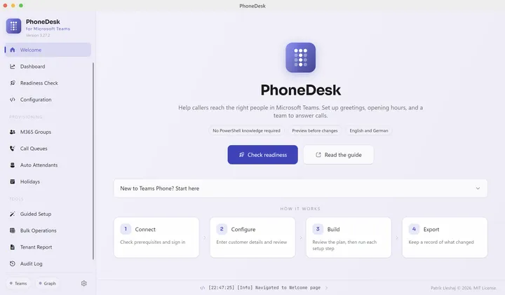 PhoneDesk: Oberfläche